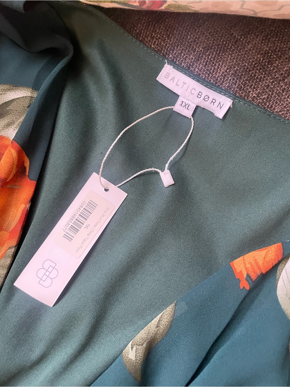 Baltic Born Teal Floral Maxi Dress with Orange Accents - Picture 5 of 8